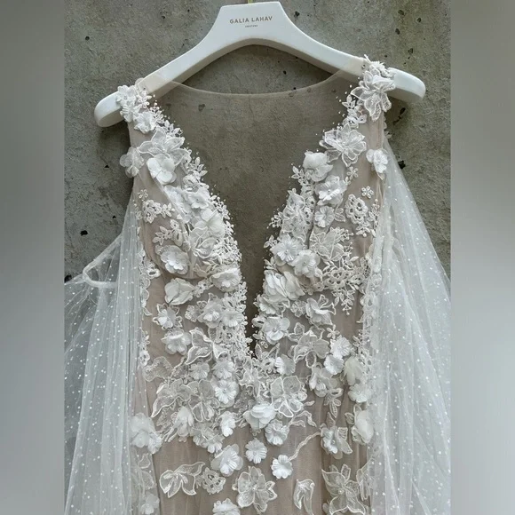 New Galia Lahav Couture Fleur silk lace wedding dress sz 42 10/12 bridal… - Picture 5 of 16
